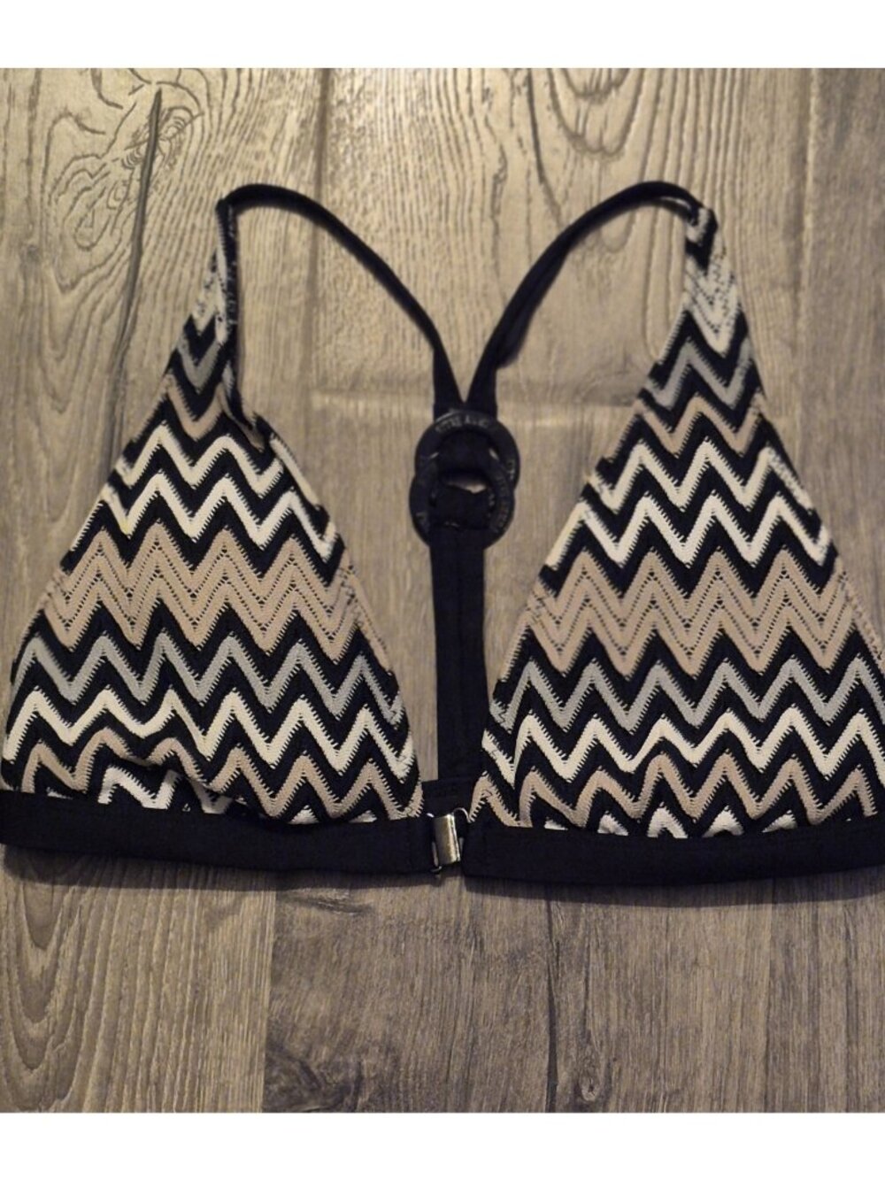 Perry Ellis Padded Crochet Zig Zag Triangle Bikini Top Size Medium